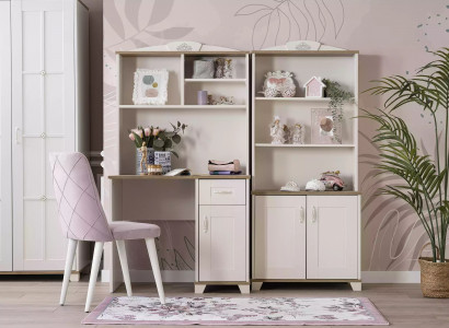Computer desk, writing desk, children's desk, wood, bookshelf, white